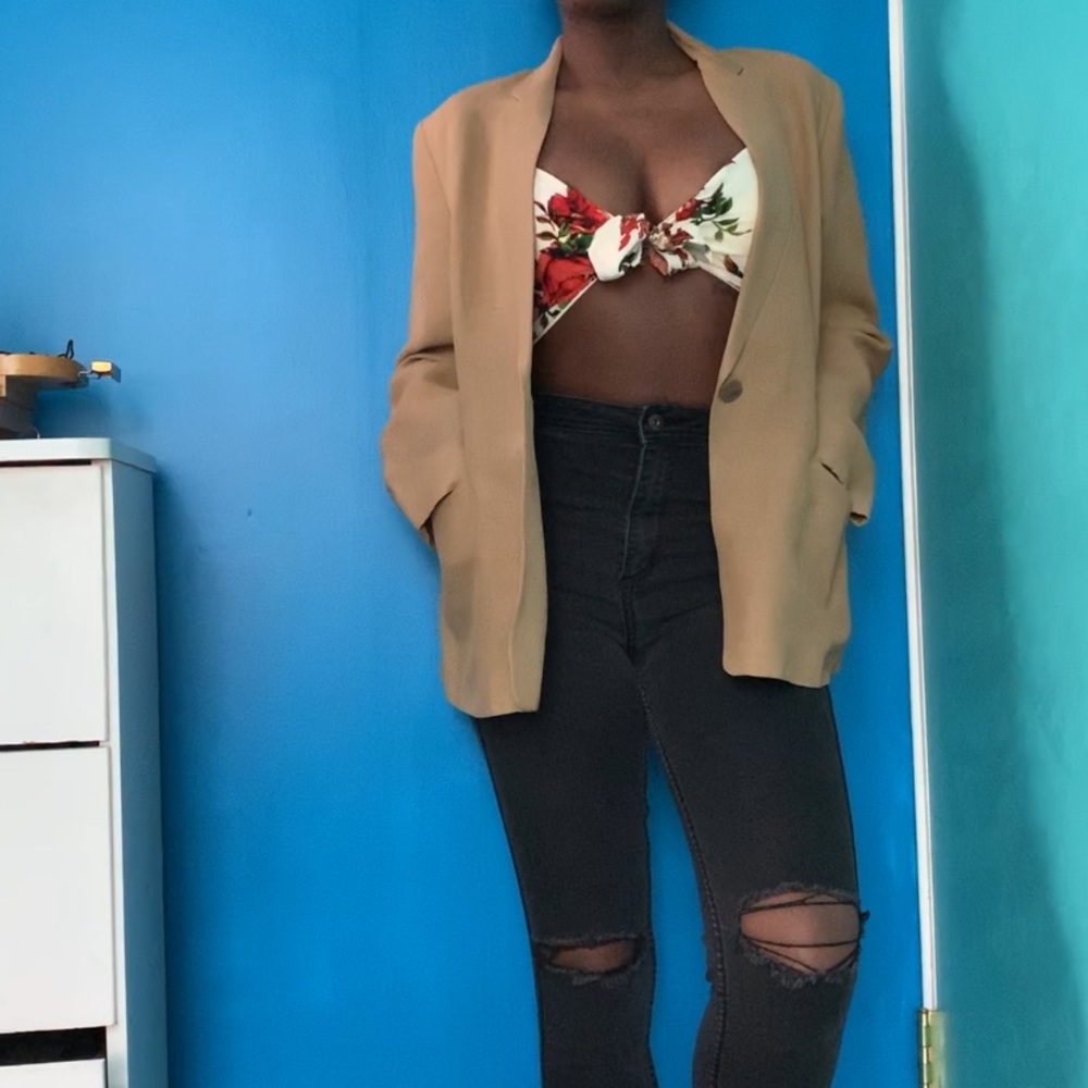 Floral tie front bralette